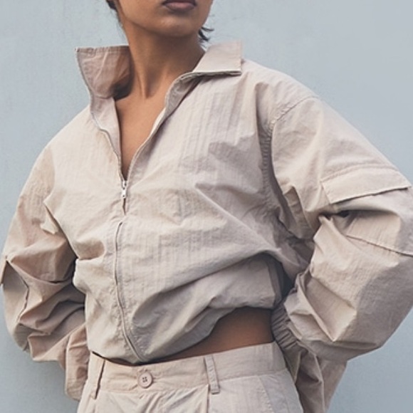 PrettyLittleThing Jackets & Blazers - Stone textured zip track jacket